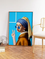 The Girl with Pearl Earrings Remixed Poster, Vermeer's Print