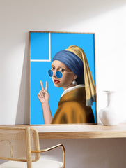 The Girl with Pearl Earrings Remixed Poster, Vermeer's Print