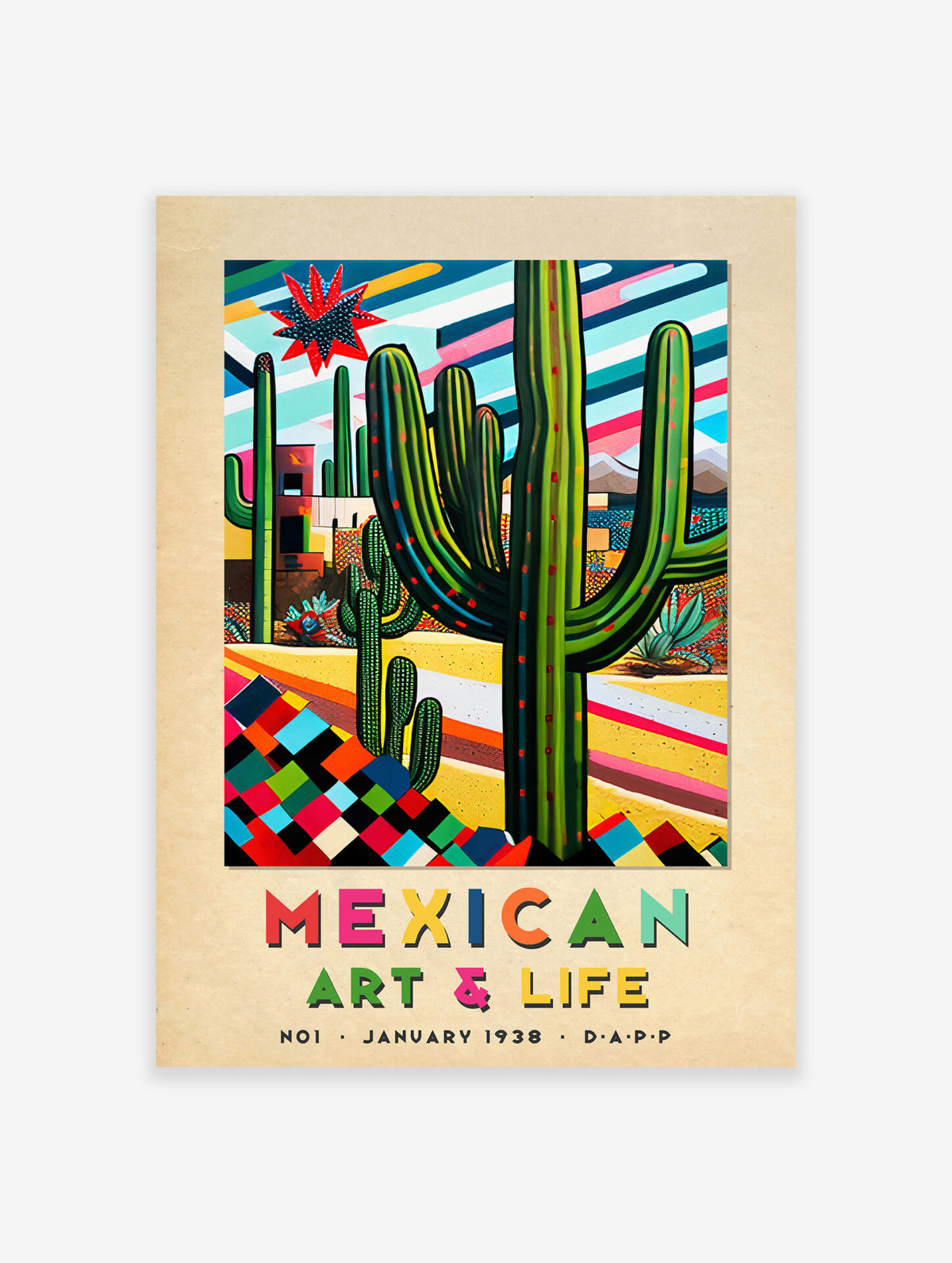 Mexican Cactus Poster, Mexican Interior Print