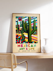 Mexican Cactus Poster, Mexican Interior Print