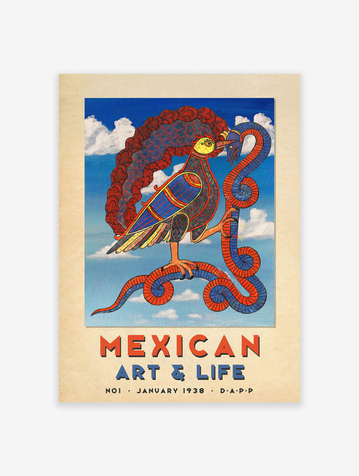 Mexican Eagle and Snake Poster, Traditional Mexican Print