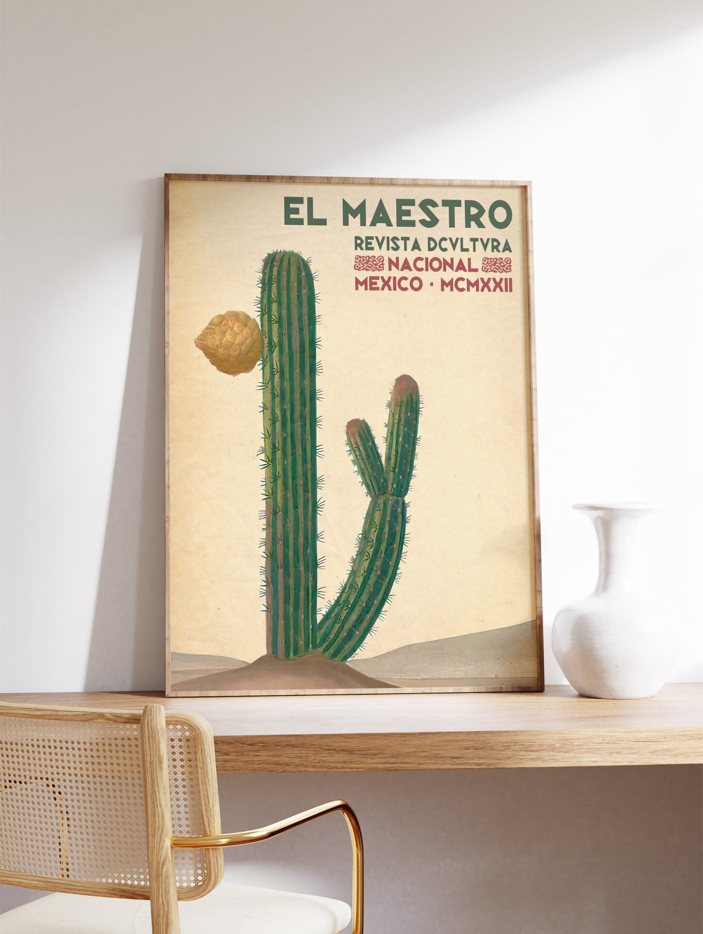 Mexican Cactus Poster, Mexican Interior Print