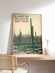 Mexican Cactus Poster, Mexican Interior Print