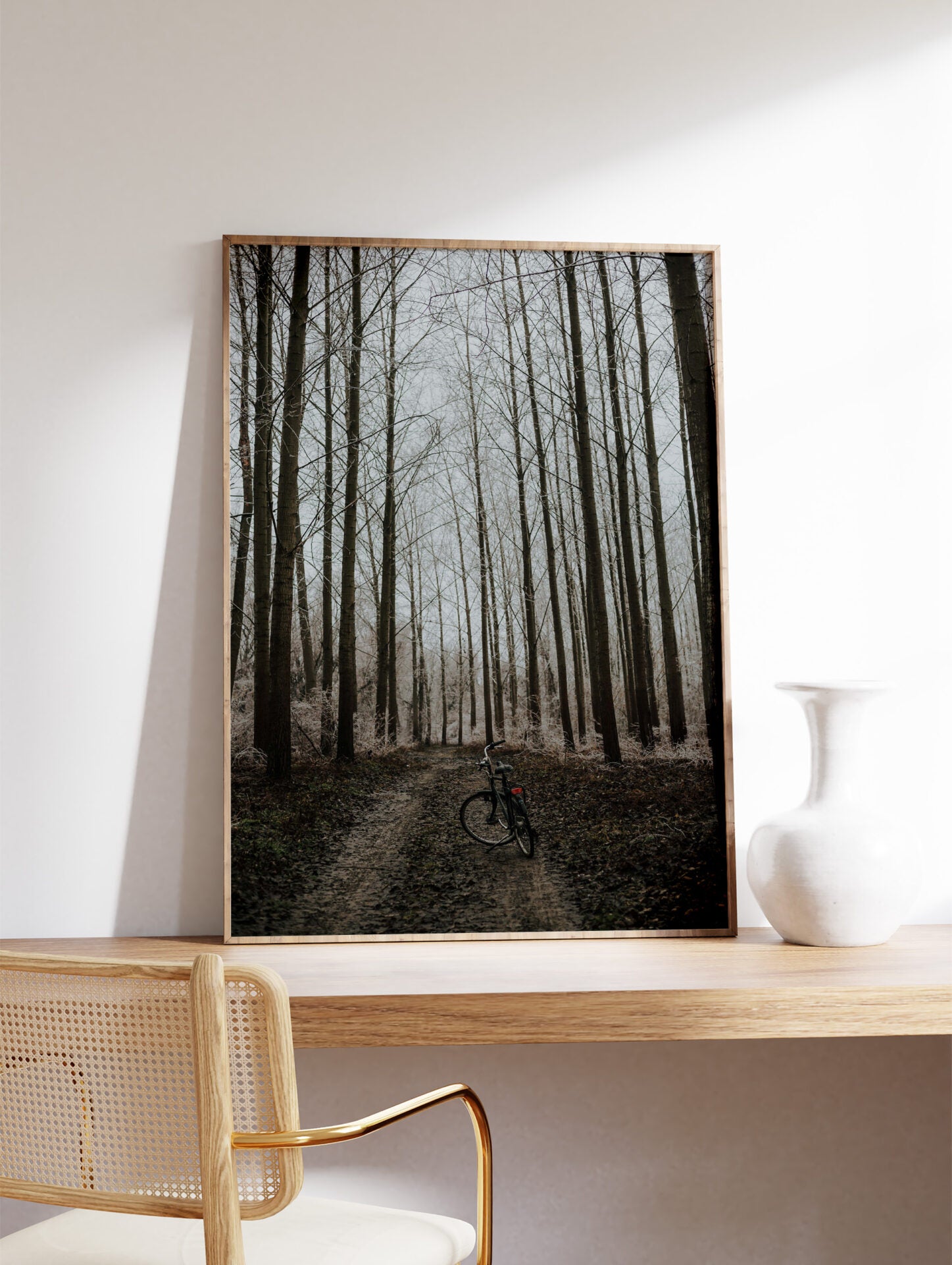 Black and White Forest Poster, Forest Photo Print