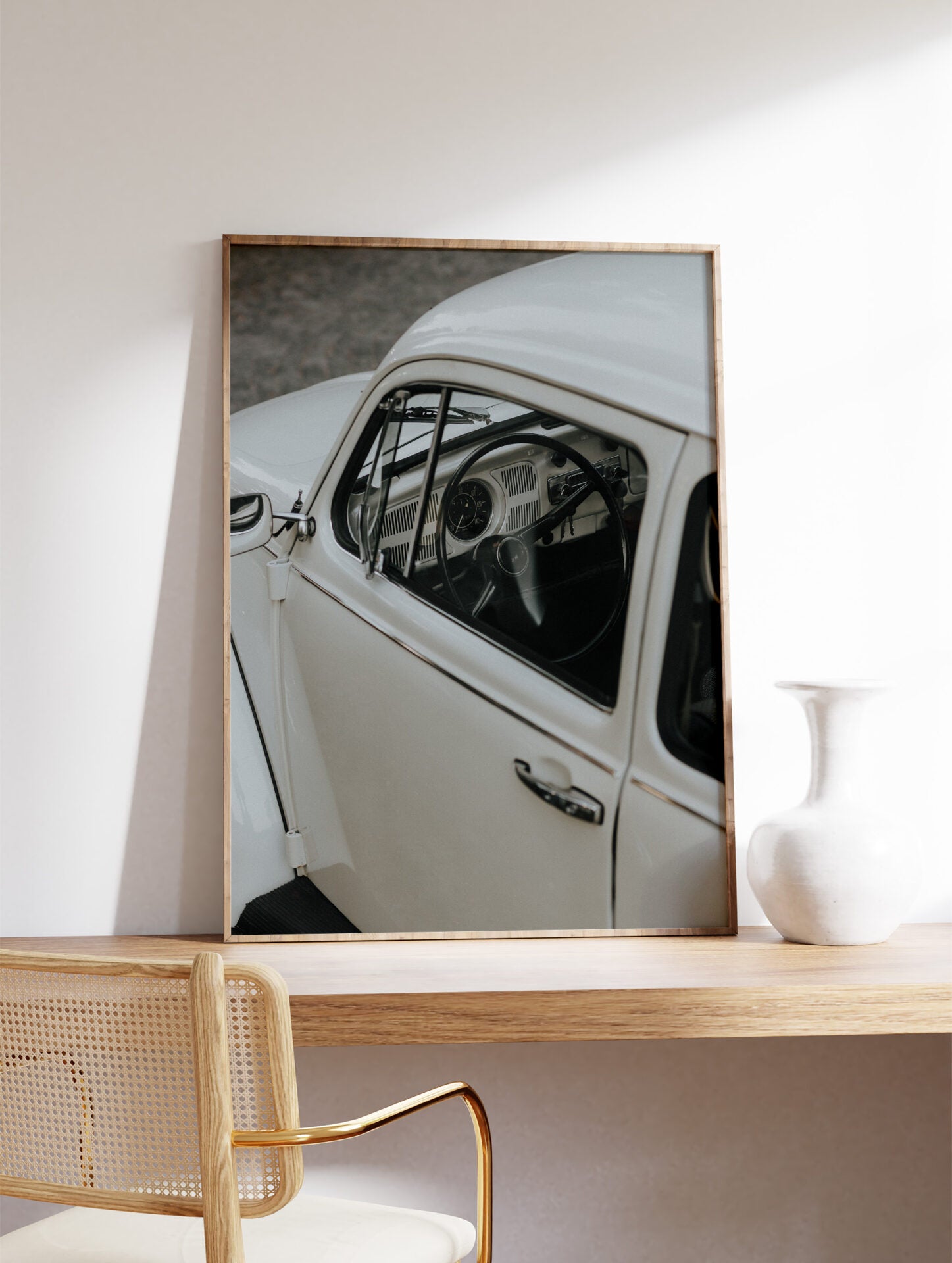 Black and White Car Poster, Photographic Vintage Car Print