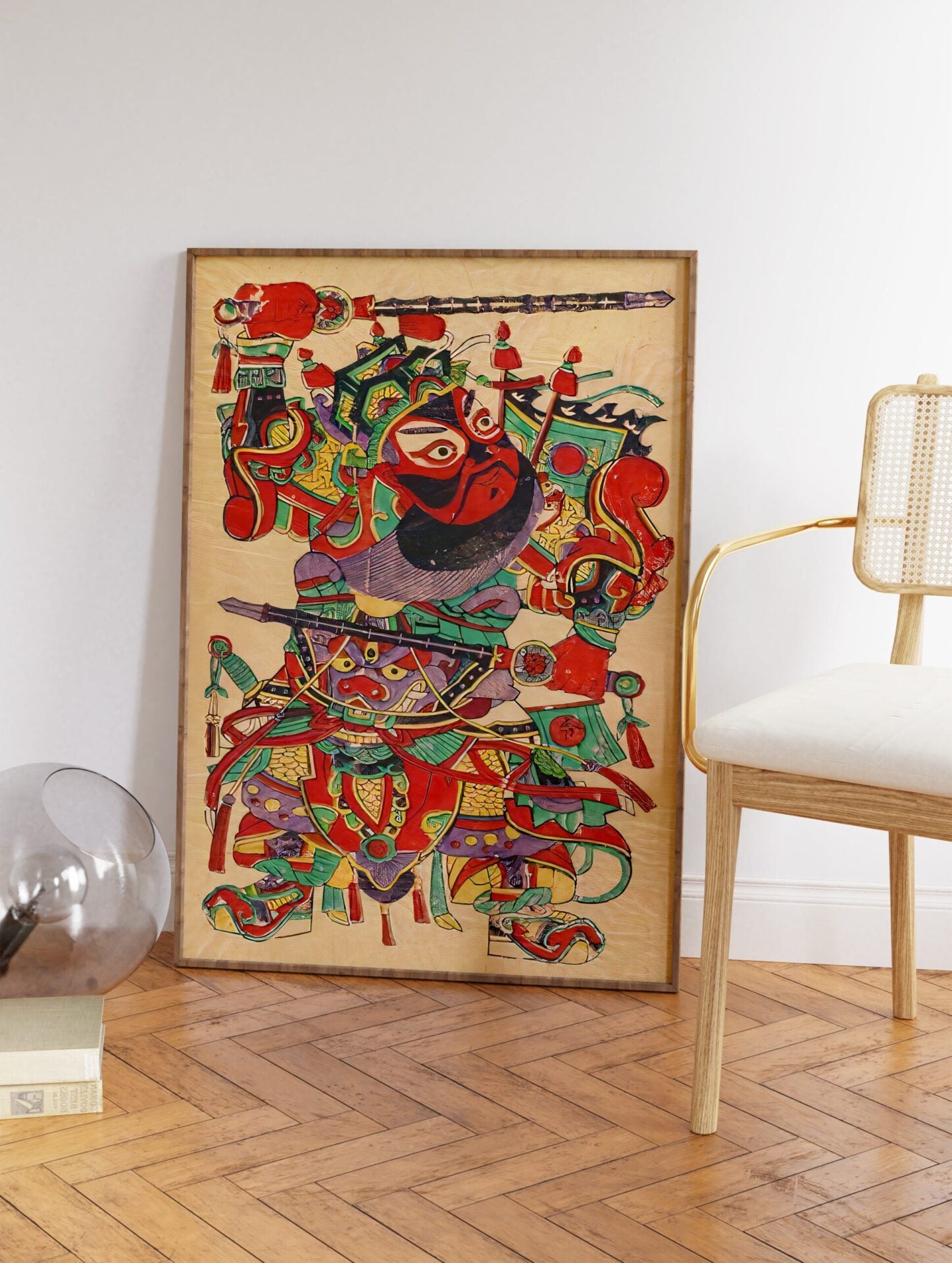 Vintage Chinese Door God Poster, Traditional Chinese Print