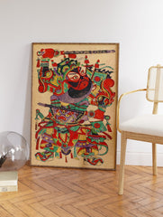 Vintage Chinese Door God Poster, Traditional Chinese Print