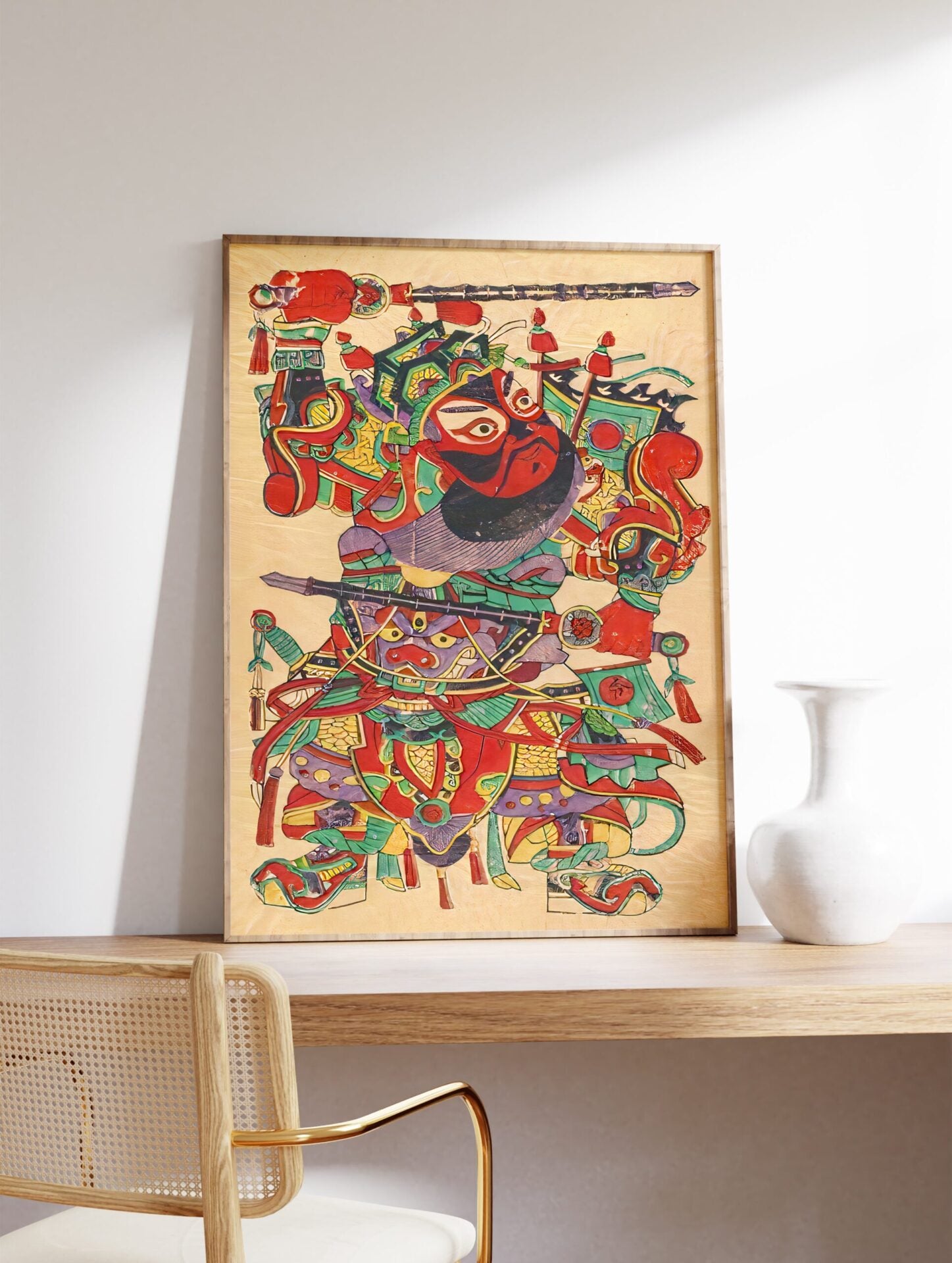 Vintage Chinese Door God Poster, Traditional Chinese Print