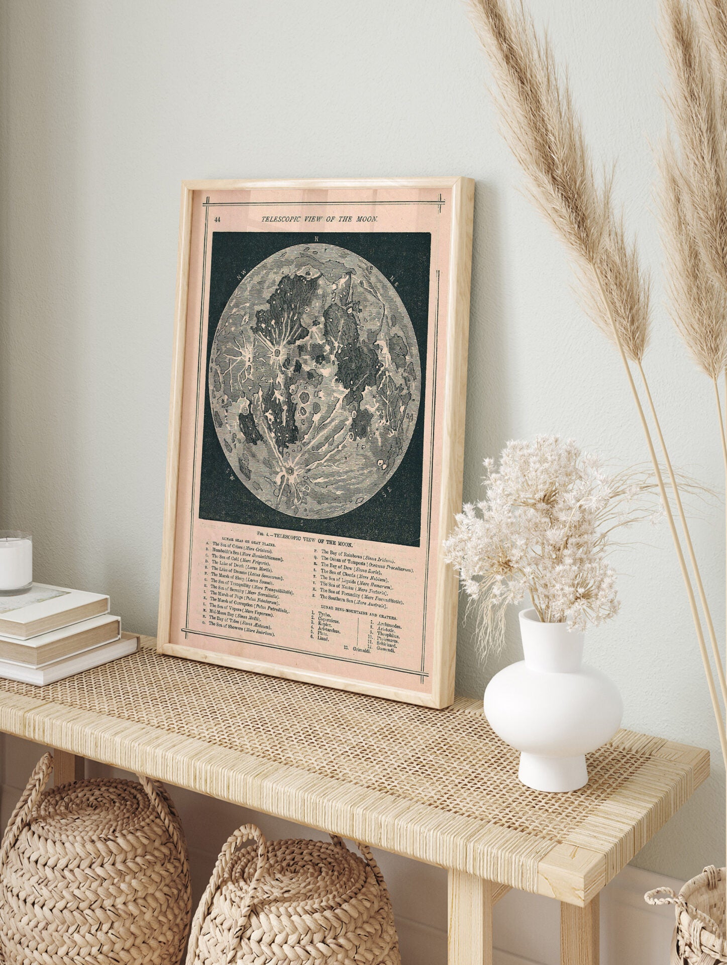 Vintage Map of the Moon Poster, Full Moon Print