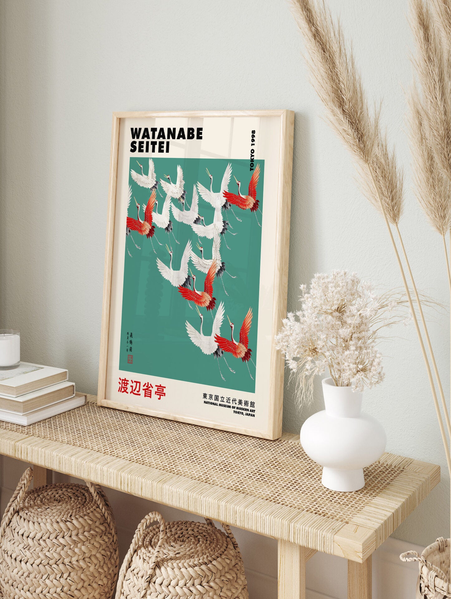 Flying Cranes by Watanabe Seitei Poster, Japanese Birds Print