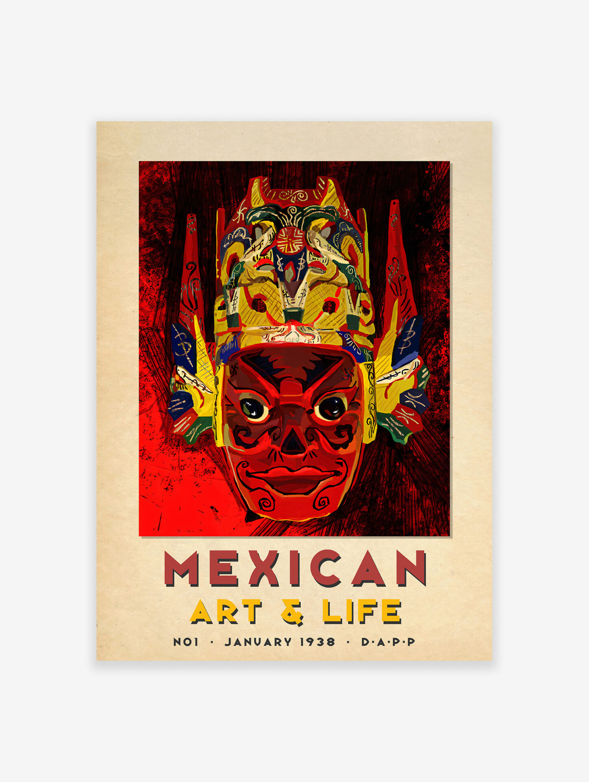 Mexican Mask Poster, Traditional Mexican Print